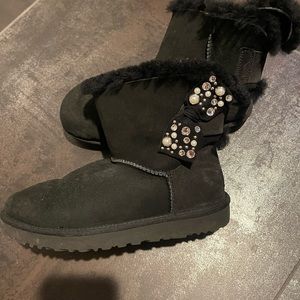 UGG Boots with stone and pearl bow